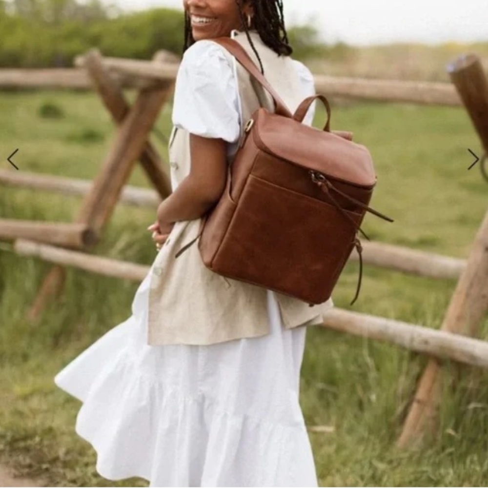 Azaria La Mere Luxe Original full grain leather diaper bag backpack